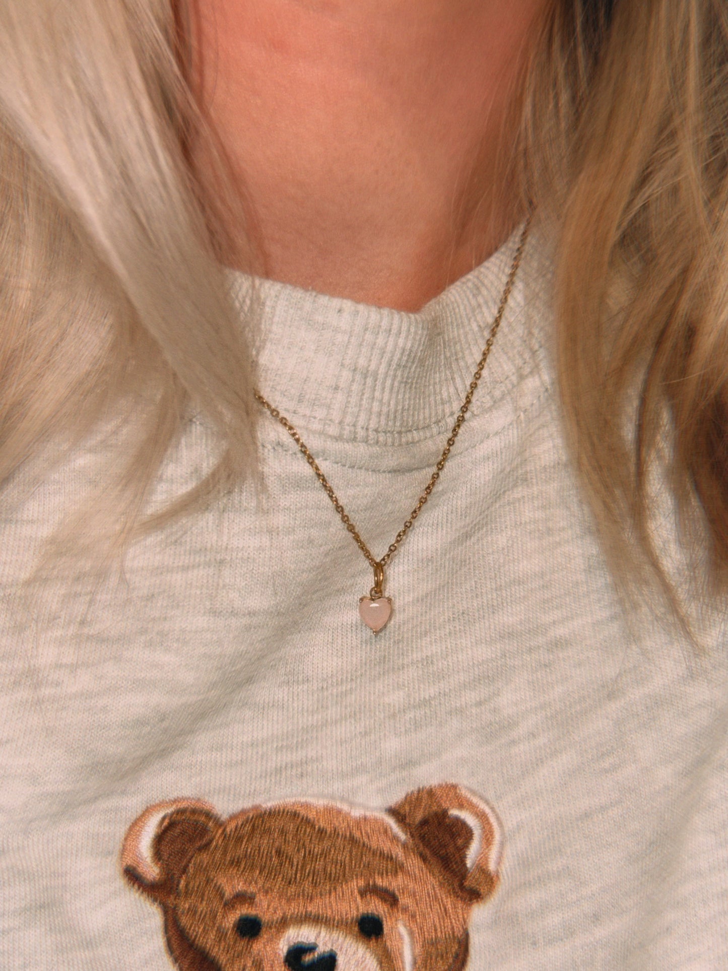 Roze steen hart ketting