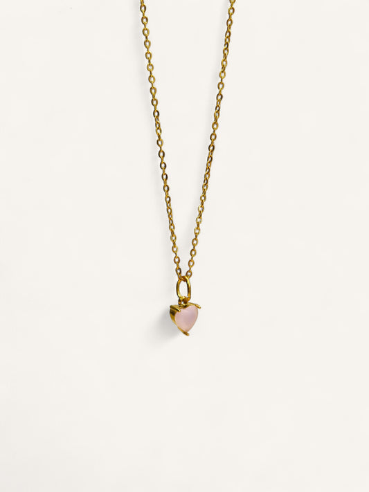 Roze steen hart ketting