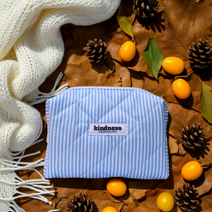 Kindness bloem make-up tas blauw