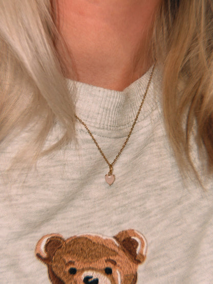 Roze steen hart ketting