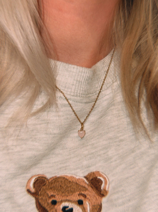 Roze steen hart ketting