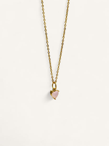 Roze steen hart ketting