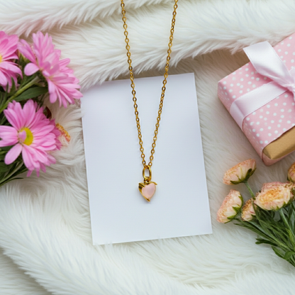 Roze steen hart ketting
