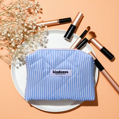 Kindness bloem make-up tas blauw
